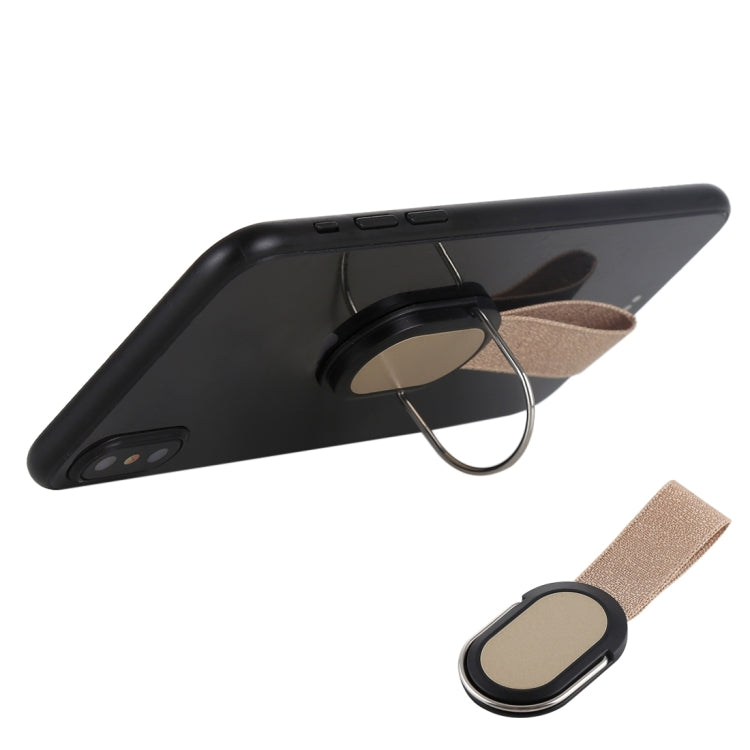Universal Finger Strap Grip Mobile Phone Stand with Desktop Stand (Gold)