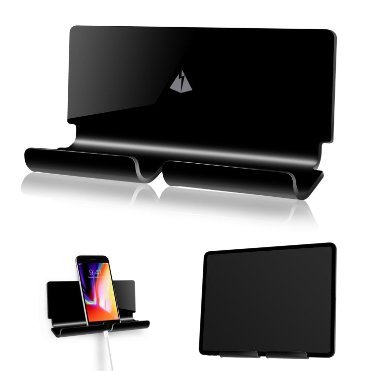 Wall Mount Charging Holder for Mobile Phones & Tablet PCs with 3M Sticker (Black)