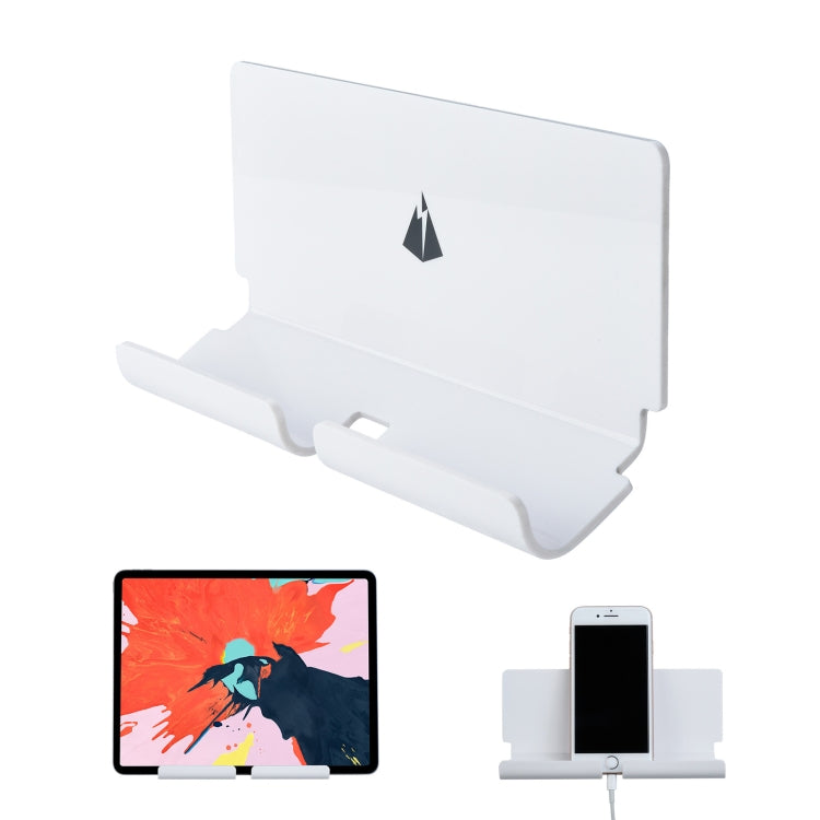 Mobile Phone & Tablet Charging Holder Wall Bracket with 3M Sticker - White