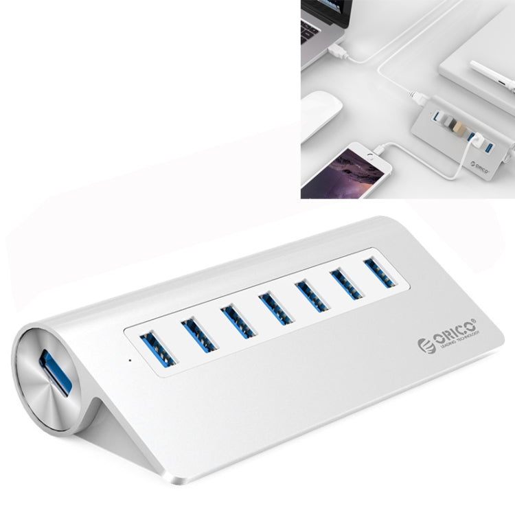 Aluminum Alloy 7 USB 3.0 Ports HUB with 30W Power Adapter by ORICO M3H7-V1