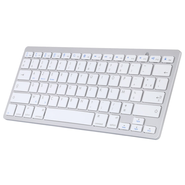 Ultra-Thin Wireless Bluetooth Keyboard for iPad, Samsung, Huawei, Xiaomi, Tablet PCs or Smartphones with French Keys (Silver) - WB-8022