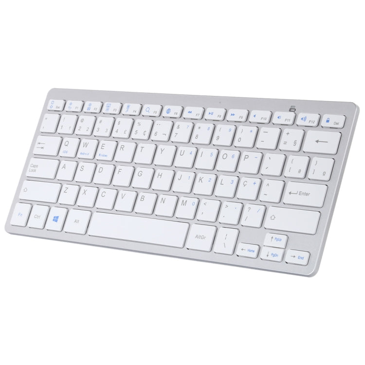 Ultra-slim Wireless Bluetooth Keyboard for iPad, Samsung, Huawei, Xiaomi, Tablet PCs, Smartphones - Silver