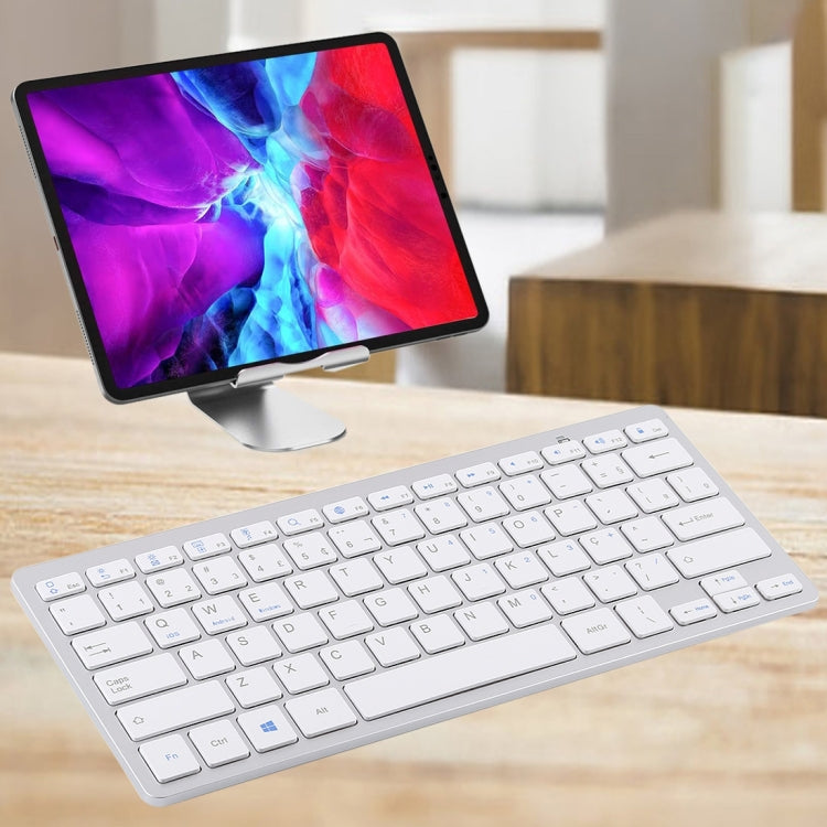 Ultra-slim Wireless Bluetooth Keyboard for iPad, Samsung, Huawei, Xiaomi, Tablet PCs, Smartphones - Silver