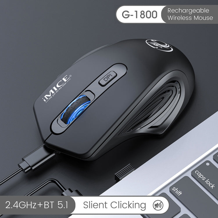Silent 2.4GHz & Bluetooth Rechargeable Wireless Mouse - iMICE G-1800 (Black)