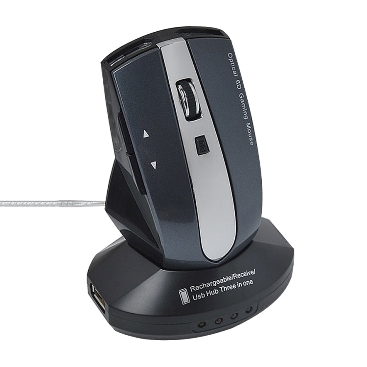 Wireless Rechargeable Optical Mouse with HUB Function and 2.4GHz Connectivity (Blue)