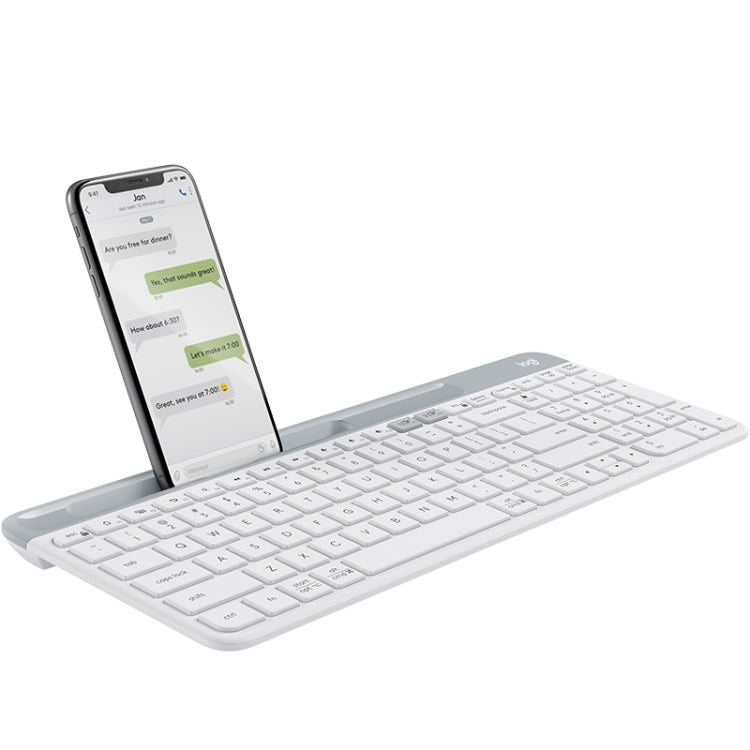 Logitech K580 Lightweight Multi-device Wireless Keyboard with Phone Holder (White)
