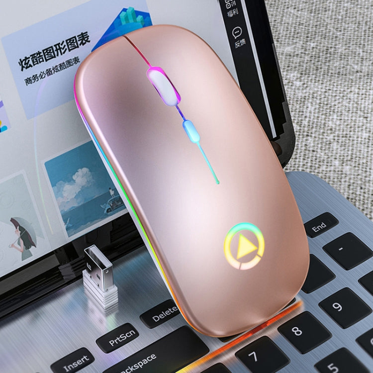 Wireless Rose Gold Rechargeable Silent Mouse with Adjustable RGB Light