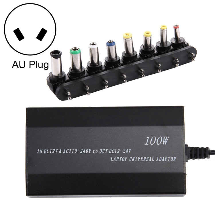 Versatile 100W Laptop Charger with Car Adapter, AC Power Input, and 8 Interchangeable Adapters for Samsung, Sony, Asus, Acer, IBM, HP, DELL