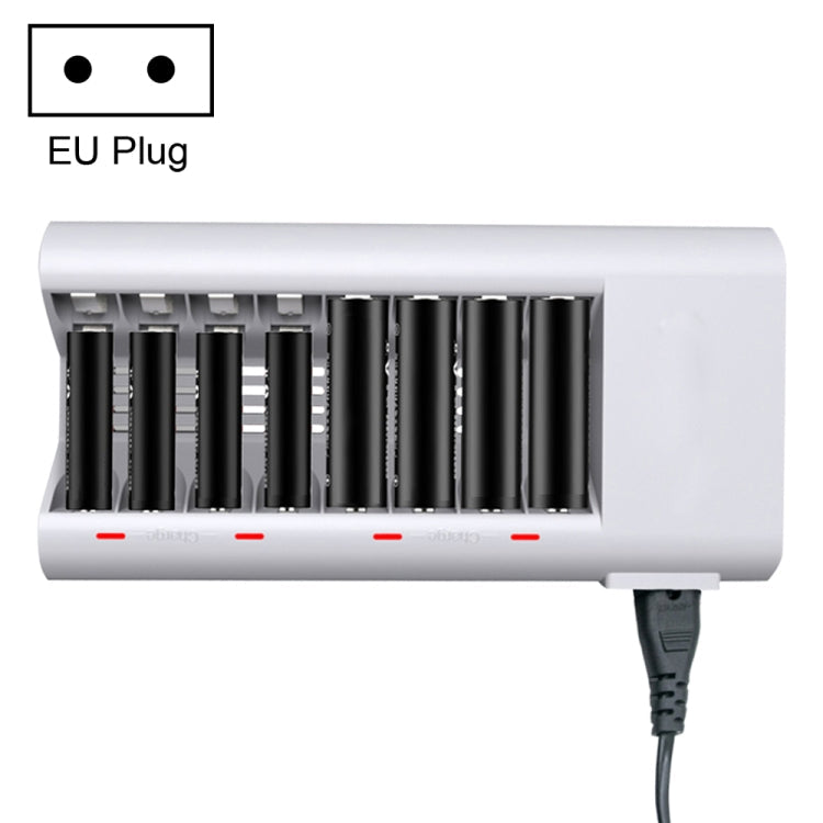8-Slot Battery Charger for AAA & AA Batteries with Universal Voltage