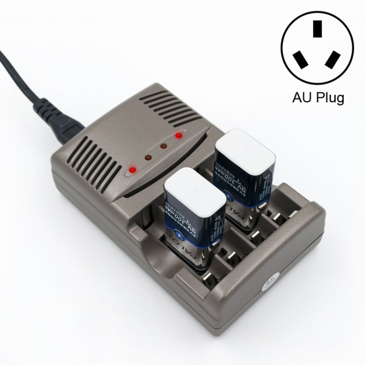 AC 100-240V 4 Slot Battery Charger for AA, AAA, and 9V Ni-MH Batteries with AU Plug