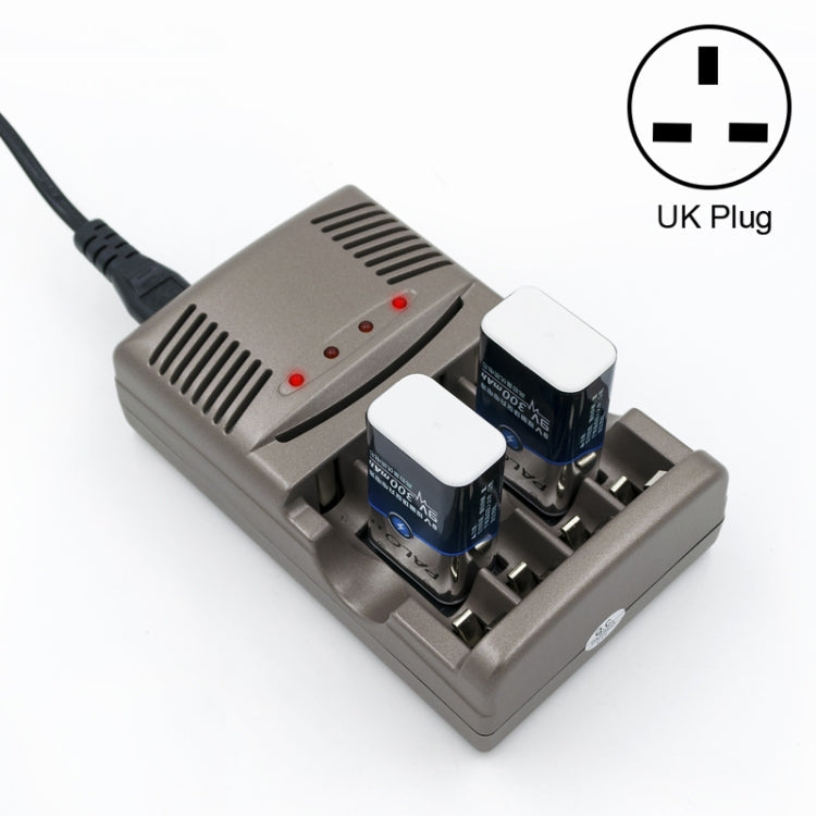 4 Slot AC 100-240V Battery Charger for Multiple Battery Types, UK Plug