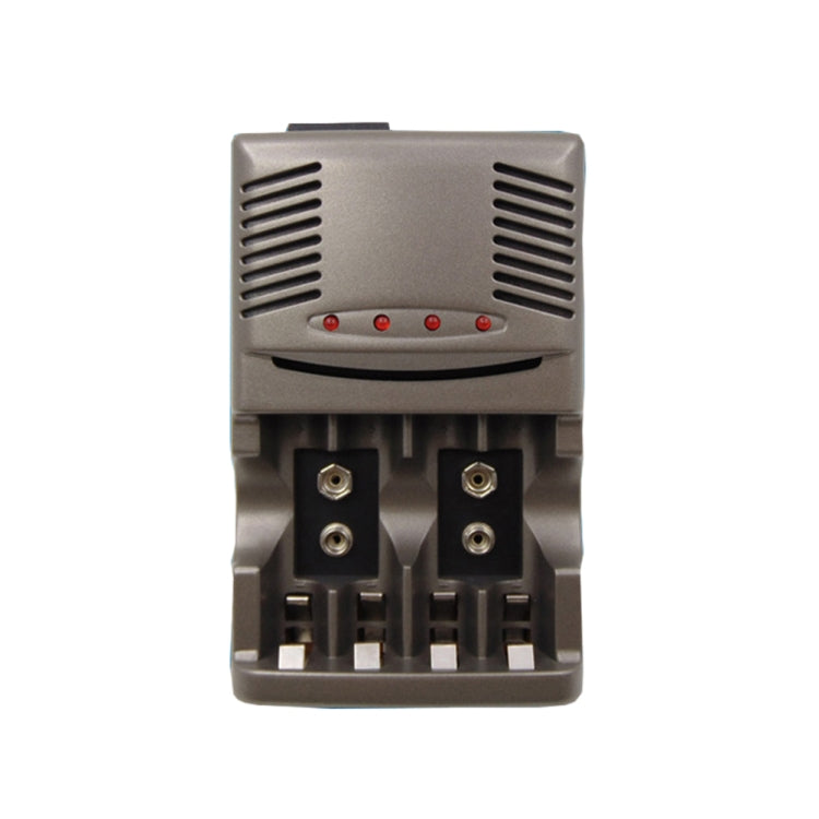 4-Slot Universal Battery Charger for AA, AAA, and 9V Ni-MH Batteries with US Plug