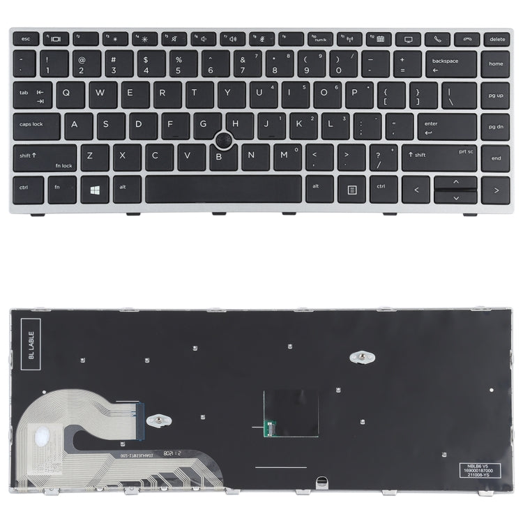 US Version Keyboard with Pointing Stick for HP Elitebook 840 G5, 846 G5, 745 G5 (Silver)