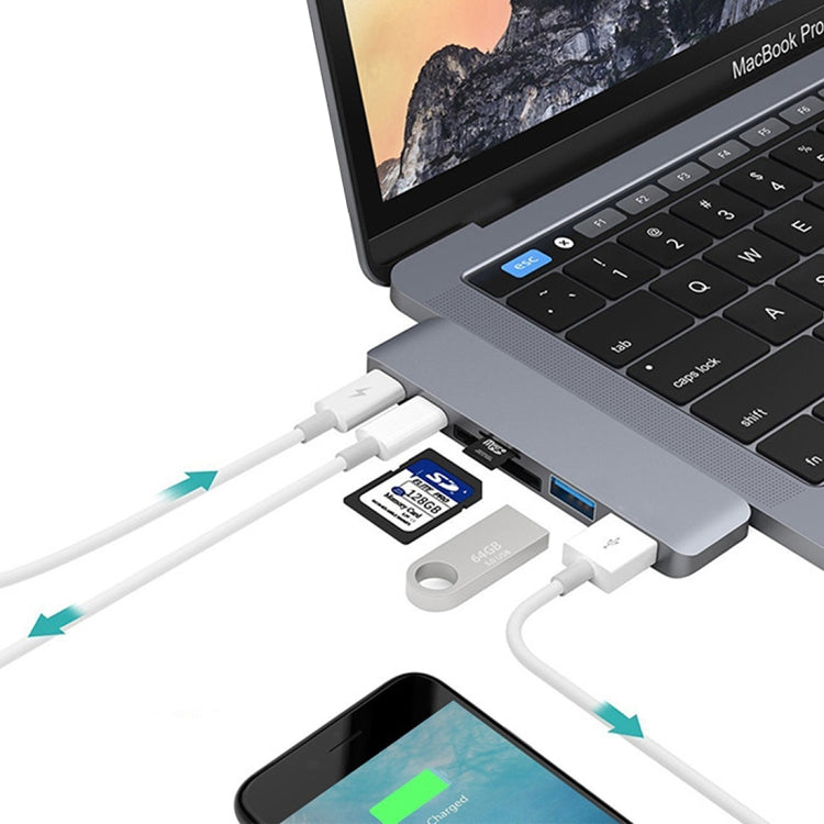 6-in-1 Multi-function USB-C HUB Adapter for Macbook 2015/2016/2017