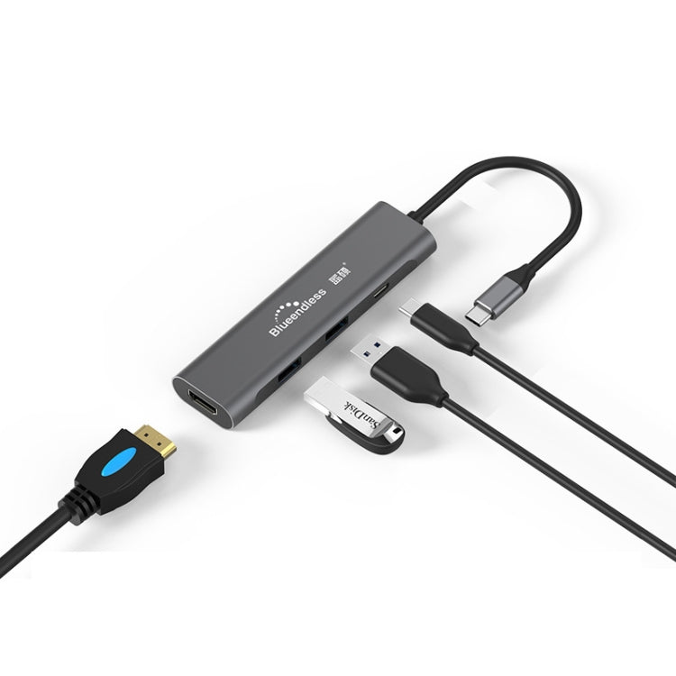 Blueendless 4-In-1 USB-C Dock with HDMI, PD, and Dual USB 3.0