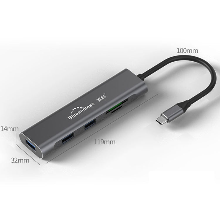 Blueendless 5 In 1 Multi-function USB-C Hub with 3 USB 3.0 Ports, SD Card, and TF Card Slots