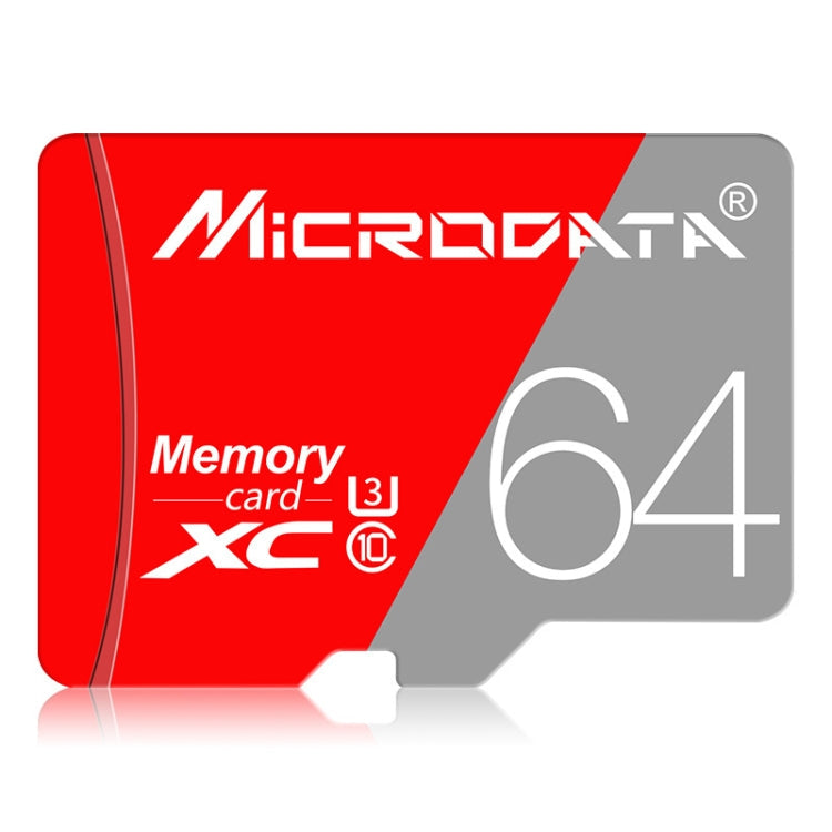 64GB Class10 Red and Grey TF(Micro SD) Memory Card by MICRODATA