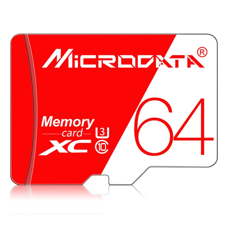 64GB MICRODATA High Speed U3 Red and White TF(Micro SD) Memory Card