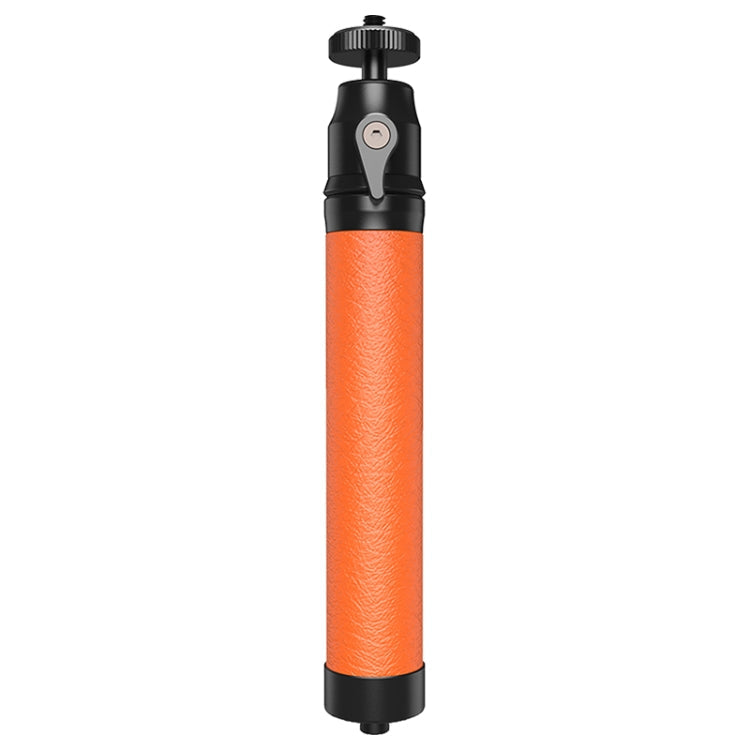 SEABIRD Retractable Leather Handle Sports Camera Selfie Stick with Rubber Hand Strap (Orange)