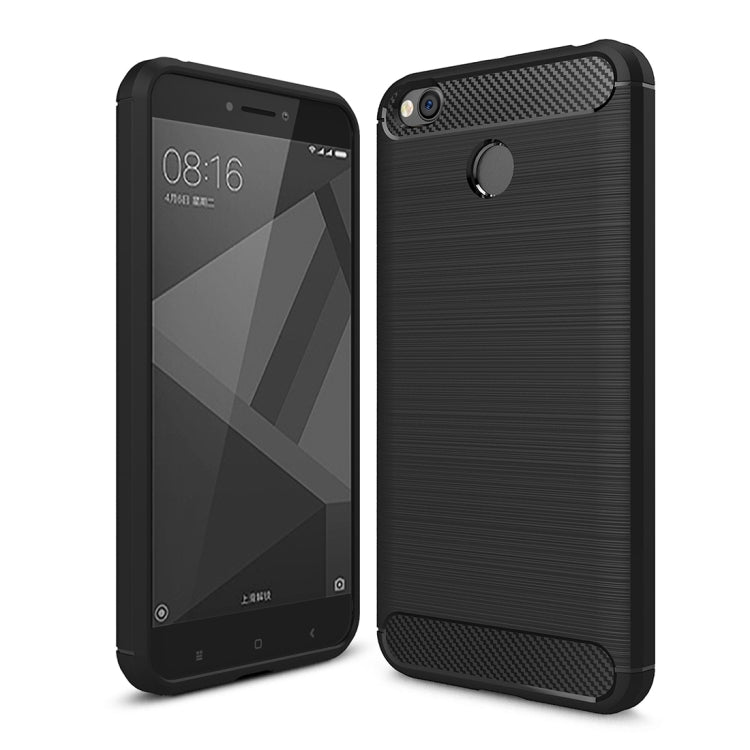 Xiaomi Redmi 4X Carbon Fiber Texture Shockproof TPU Protective Cover Case (Black)