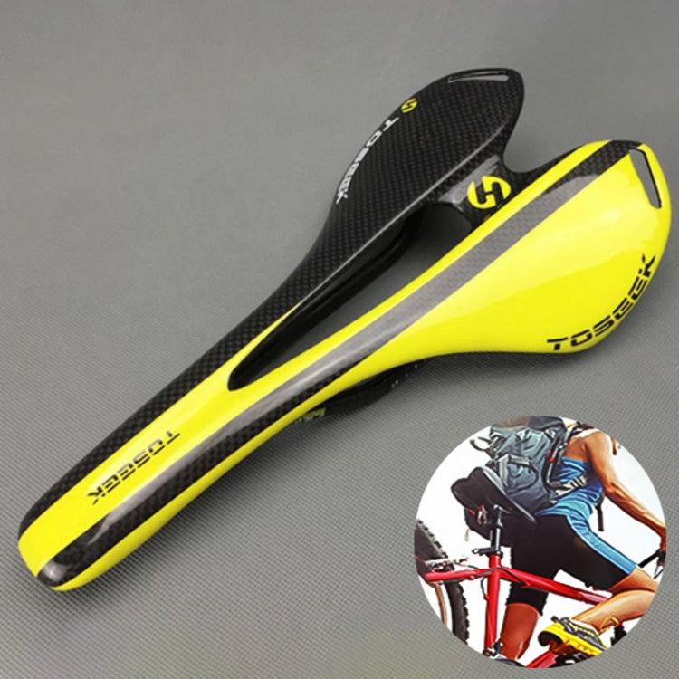 TOSEEK Road Bike Carbon Fiber Seat Saddle - Enhanced Comfort and Performance (Yellow)