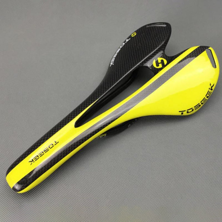 TOSEEK Road Bike Carbon Fiber Seat Saddle - Enhanced Comfort and Performance (Yellow)