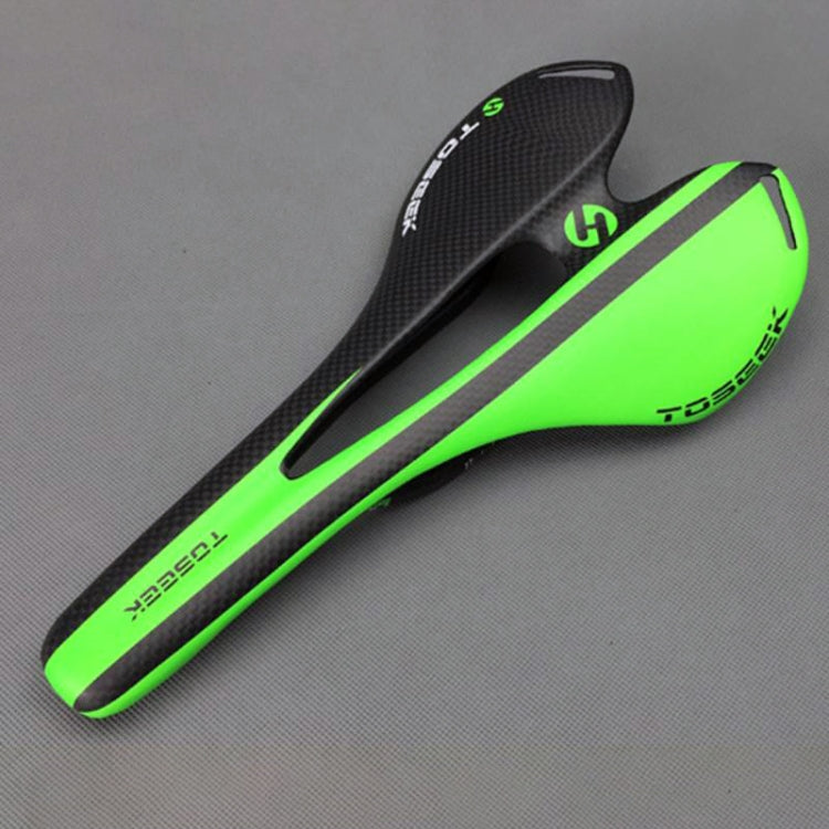 TOSEEK Road Bike Carbon Fiber Hollow Saddle, Green Texture 3K + Extinction