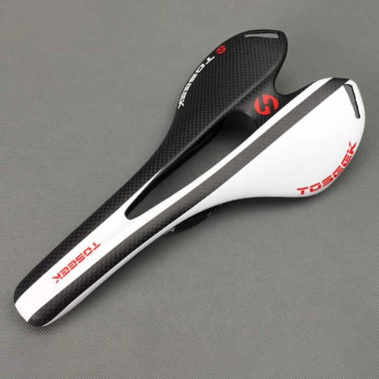 TOSEEK Road Bike Carbon Fiber Hollow Seat Saddle, White