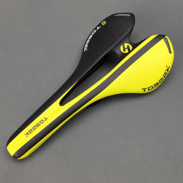 TOSEEK Yellow Carbon Fiber Hollow Road Bike Saddle