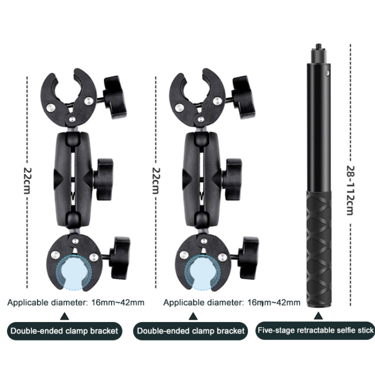 Double-Headed Motorcycle Handlebar Crab Clamps Selfie Stick