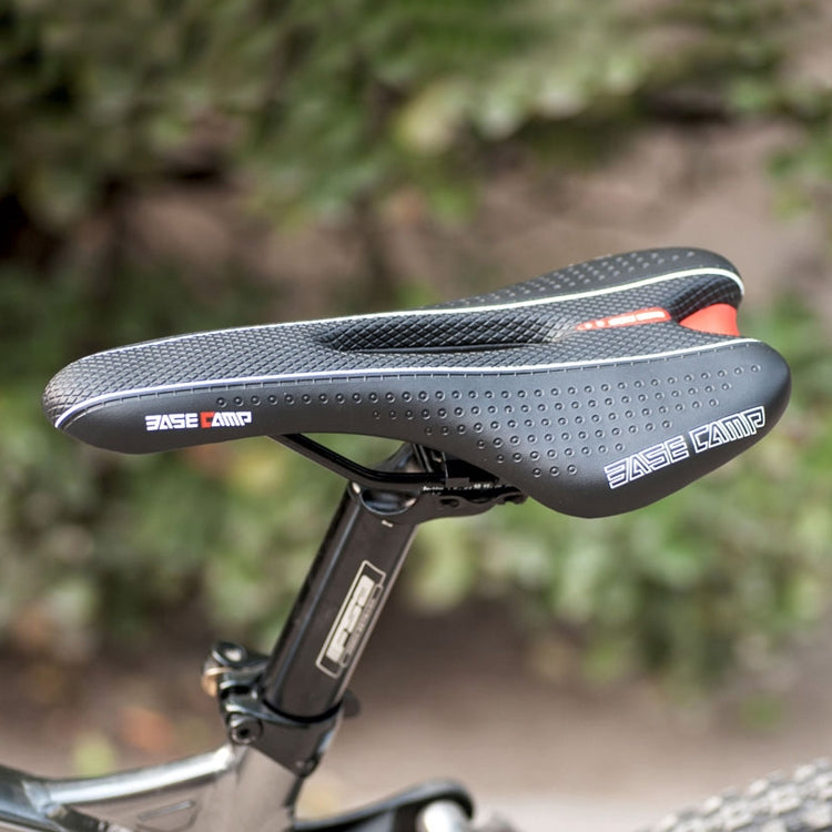 Road Bike Leather Seat Saddle with Hollow Design (Black)