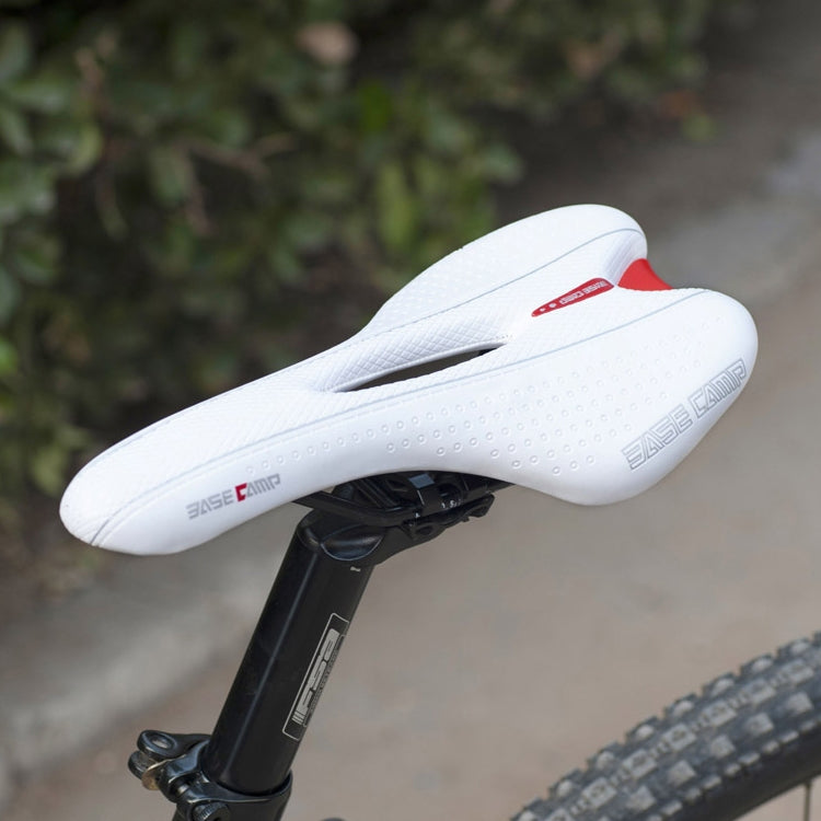 BaseCamp BC-651 Road Bike Leather Seat Saddle - White