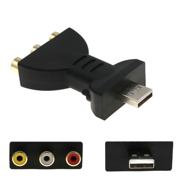 USB 2.0 Male to 3 RCA Gold-Plated Video Audio Adapter AV Component Converter