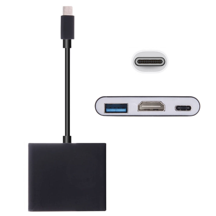 USB-C 3.1 Male to USB-C 3.1 Female & HDMI Female & USB 3.0 Female Adapter (Black)