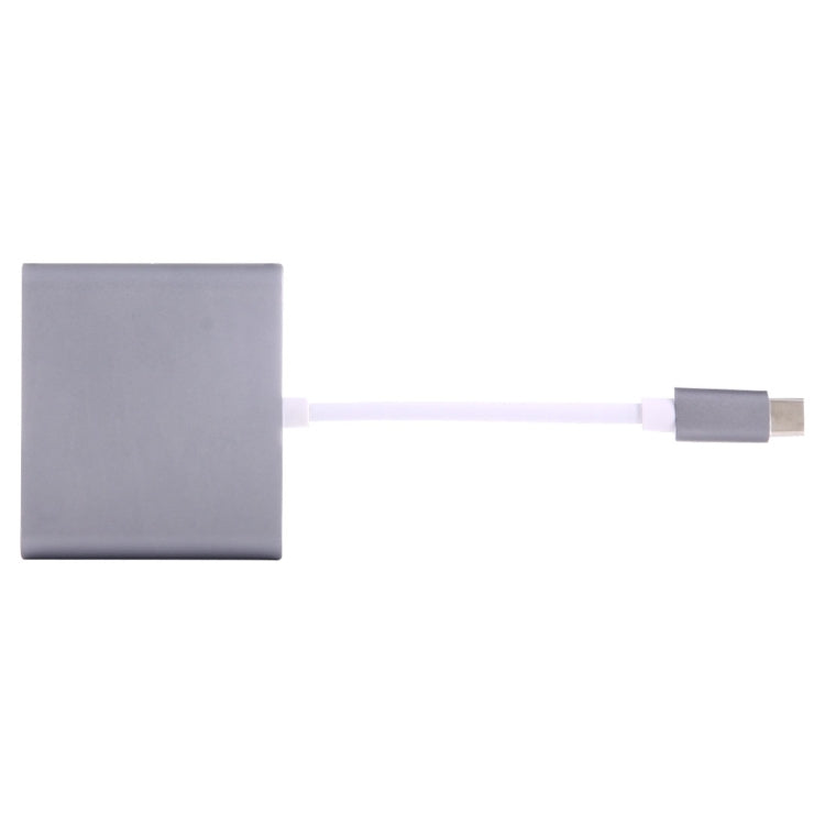 USB-C 3.1 Male to USB-C 3.1 Female & HDMI Female & USB 3.0 Female Adapter in Grey