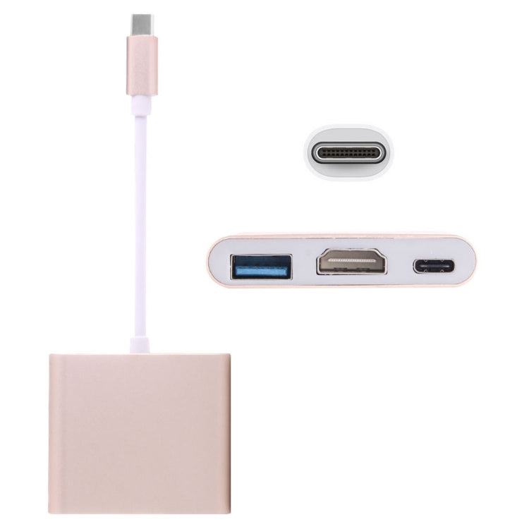 USB-C / Type-C 3.1 Male to USB-C / Type-C 3.1 Female, HDMI Female & USB 3.0 Female Adapter (Gold)