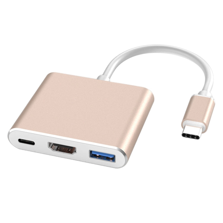V125 UCB-C 3-in-1 USB-C Converter with PD, HDMI, and USB 3.0 (Gold)