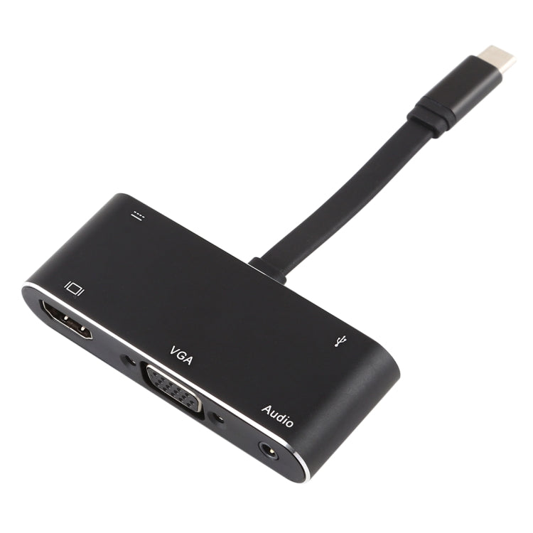 5-in-1 USB-C Male to PD + HDMI + VGA + Audio + USB 3.0 Female Converter