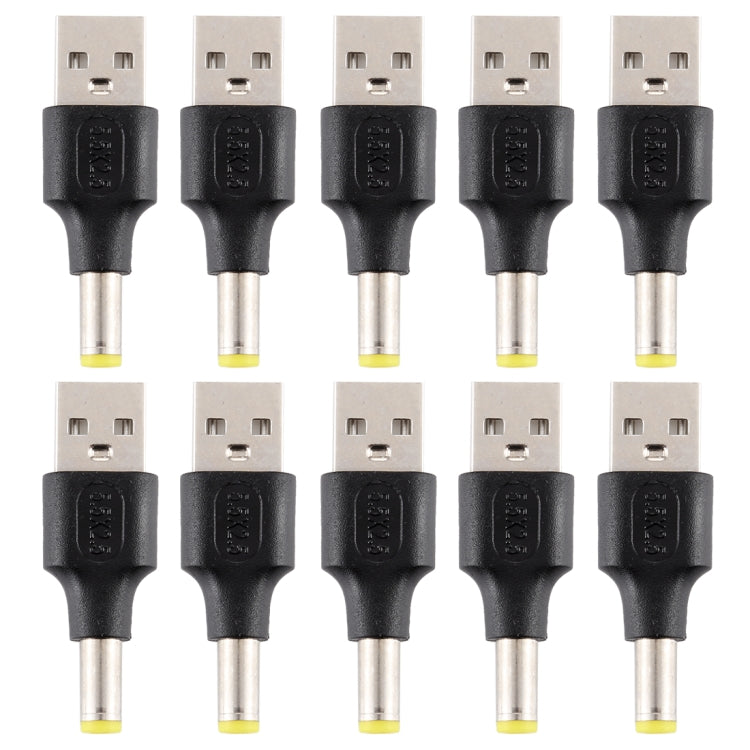 Male to USB 2.0 Male DC Power Plug Connectors, Pack of 10, 5.5 x 2.5mm