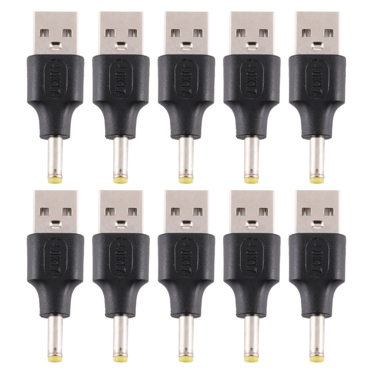 10-Piece 4.0 x 1.7mm Male to USB 2.0 Male DC Power Plug Connector Pack