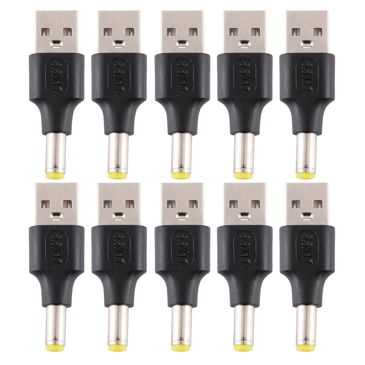 10 Pieces of Male to USB 2.0 Male DC Power Plug Connector, 5.5 x 1.7mm