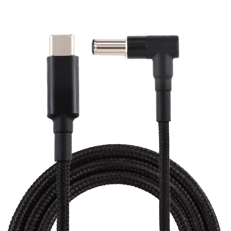 PD 100W 6.0 x 1.4mm Elbow to USB-C Type-C Nylon Weave Power Charge Cable - 1.7m Length