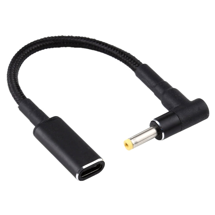 Elbow Type-C to 4.0x1.7mm Male Adapter Cable with Nylon Braid