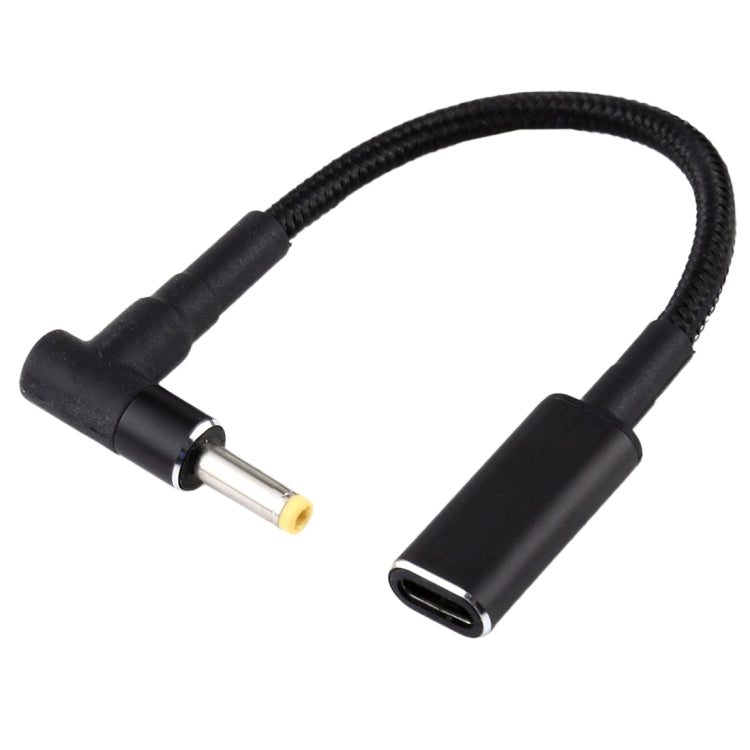 Elbow Type-C to 4.0x1.7mm Male Adapter Cable with Nylon Braid