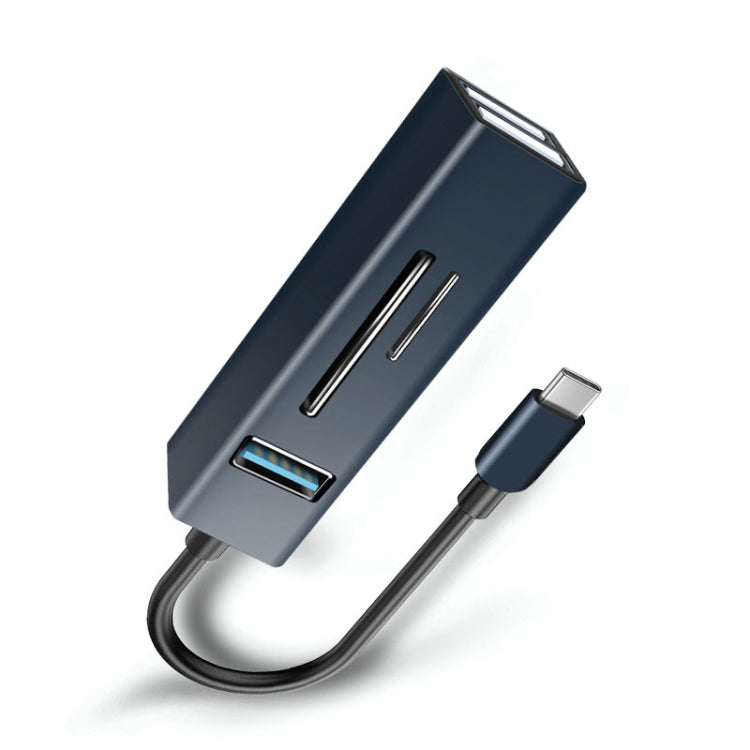 5 in 1 USB-C / Type-C to USB3.0 + SD / TF Card Reader HUB Adapter (Blue)