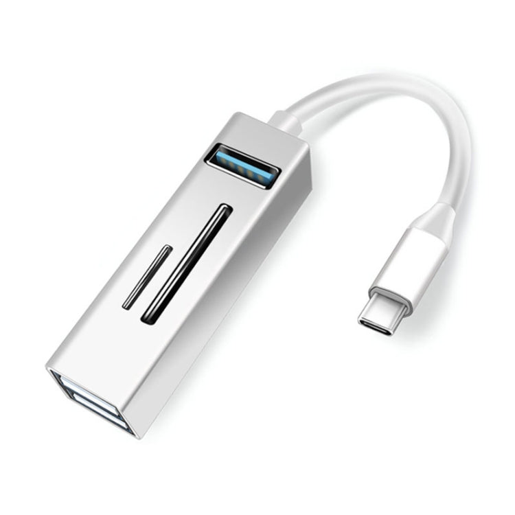 5 in 1 USB-C / Type-C to USB3.0 + SD / TF Card Reader HUB Adapter - Silver