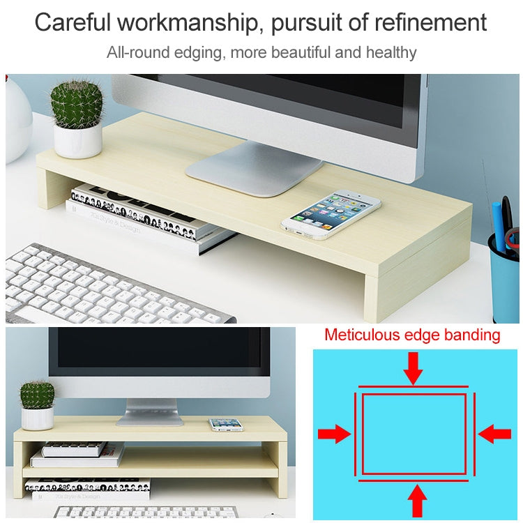 Eco-Friendly 2-Layer Wooden Monitor Stand with Storage, White