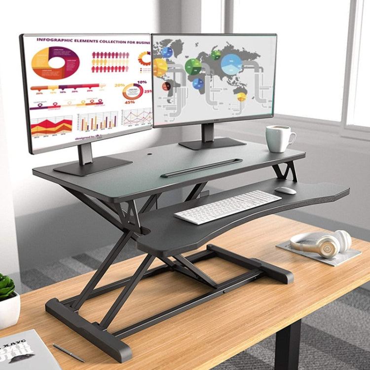 Ergonomic Foldable Computer Desk with Adjustable Height (Black)