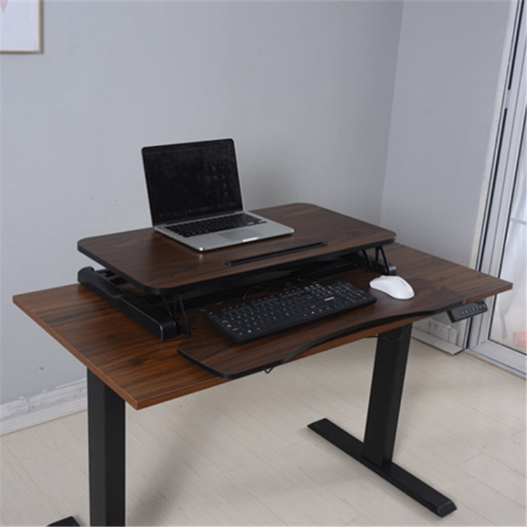 Foldable Standing and Liftable Computer Desk Workbench(Walnut) - Ergonomic, Safe, and Space-Saving Standing Desk