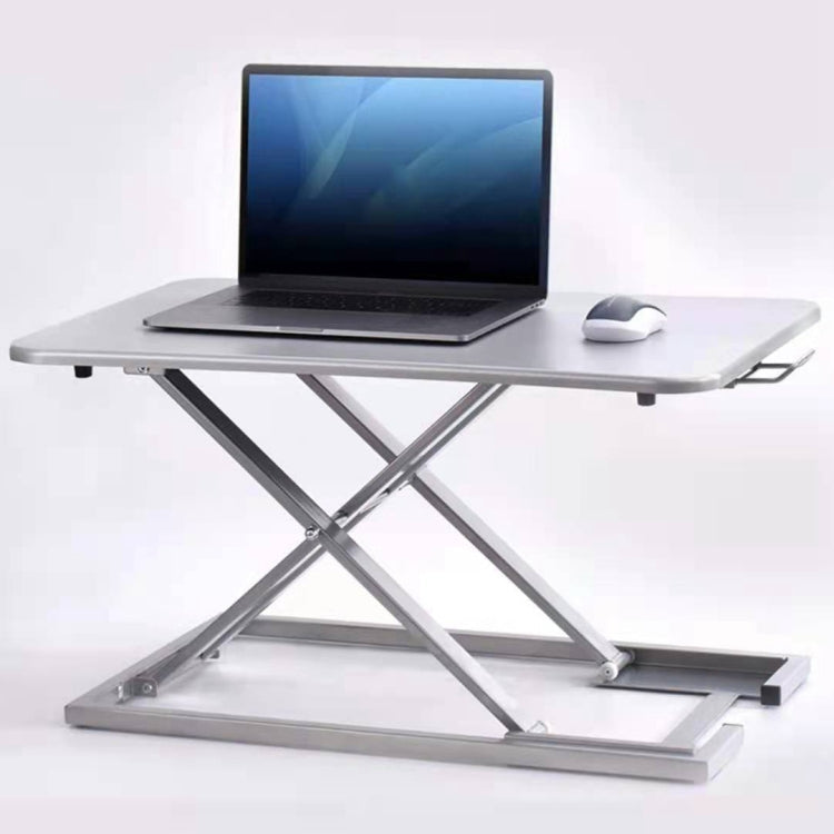 Adjustable Folding Standing Computer Desk with Effortless Lifting (Silver)